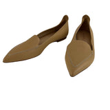 M. Gemi Women's Shoes Pointed Toe Flat Beige Hidden Wedge Tumbled Leather Sz 41
