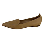 M. Gemi Women's Shoes Pointed Toe Flat Beige Hidden Wedge Tumbled Leather Sz 41