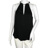 The Kusumi Top Women's By Veronica Beard Collar Detail With Keyhole Black Sz 2, 6, 12