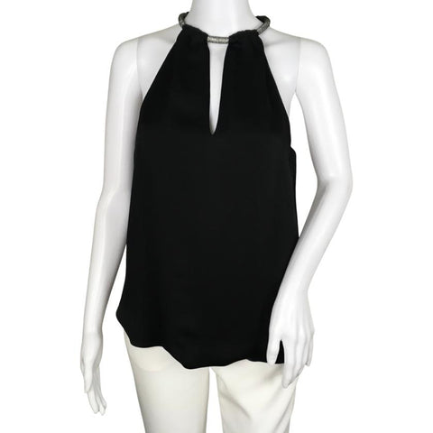 The Kusumi Top Women's By Veronica Beard Collar Detail With Keyhole Black Sz 2, 6, 12