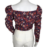 Veronica Beard Women's Sabo Floral Top Wrap Waist Ruching Sleeves Multicolor Sz 4, 10