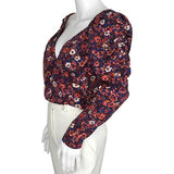 Veronica Beard Women's Sabo Floral Top Wrap Waist Ruching Sleeves Multicolor Sz 4, 10