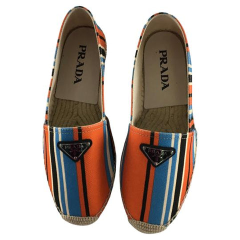 Prada Milano Men's Espadrilles Triangle Logo Plaque Stripes Multicolor Sz 9