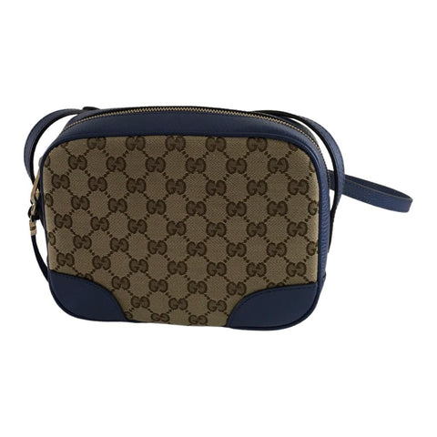 Gucci Women's Camera Case Mini Bree Monogram GG Shoulder Bag Beige/Blue Sz S