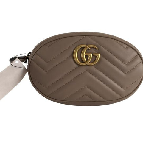 Gucci Women's Calfskin Matelasse GG Marmont Crafted Belt Bag 75-30 in Beige