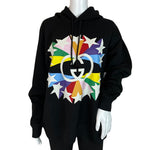 Gucci Women’s Sweatshirt Hoodie Interlocking GG Star Burst Print Black Sz S