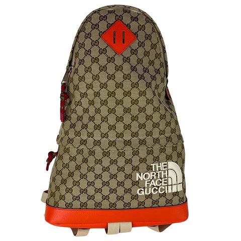 Gucci Women's Backpack Bicolor The North Face Monogram GG Brown & Orange Sz M