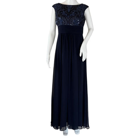 Eliza J Women's Sleeveless Maxi Formal Evening Dress Gown Navy Blue Sz 4P