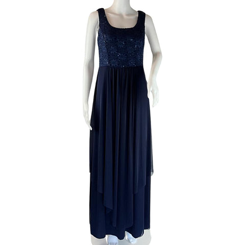 R&M Richard Women's Sleeveless Maxi Formal Evening Dress Gown Navy Blue Sz 6