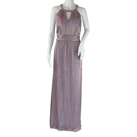 Nightway Women's Long Shimmer Halter Evening Dress Lavendar Sz 14