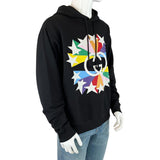 Gucci Men’s Sweatshirt Hoodie Interlocking GG Star Burst Print Black Sz S