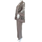 R&M Richards Women’s 3 Piece Sequin Swing Jacket, Blouse & Pants Champagne Sz 6