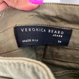 Veronica Beard Women's Marley Ankle Tab Jeans Layered High Rise Green Sz 24