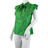 Derek Lam 10 Crosby Women's Nora Tie Neck Cotton Blouse In Green Sz 2