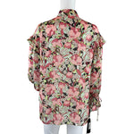 Pinko Women's Shirt Blouse Muttley Floral Print Details Pink Multicolor Sz 40