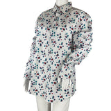 Robert Graham Women's Floral Print Pinstripe Button Down Shirt Multicolor Sz M