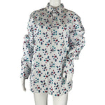 Robert Graham Women's Floral Print Pinstripe Button Down Shirt Multicolor Sz M