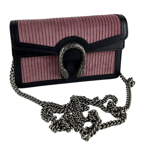 Gucci Women's Wallet Super Dionysus Detail Shoulder Bag Pink & Black Sz Mini