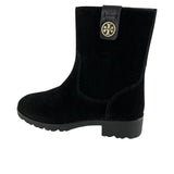 Tory Burch Women's Wool Boots Side Logo Black Sz 8