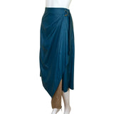 Ramy Brook Women's Blue Matallic Verna Faux Leather Wrap Skirt Size 2