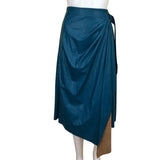 Ramy Brook Women's Blue Matallic Verna Faux Leather Wrap Skirt Size 2