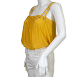 Ramy Brook Women's Blouse Double Strap Sleeveless Yellow Sz S