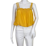 Ramy Brook Women's Blouse Double Strap Sleeveless Yellow Sz S