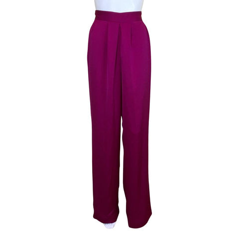 Ramy Brook Women's Satin Iris Pants Wide Leg Silhouette Fuchsia Sz 2