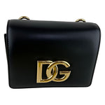 Dolce&Gabbana Women's Embellished Leather DG Interlocking Shoulder Bag Black