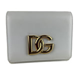 Dolce&Gabbana Women's Embellished Leather DG Interlocking Shoulder Bag White Sz 3.5"x5.5"