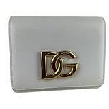 Dolce&Gabbana Women's Embellished Leather DG Interlocking Shoulder Bag White Sz 3.5"x5.5"