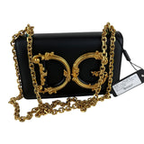 Dolce&Gabbana Women's Embellished Leather DG Interlocking Shoulder Bag Black