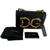 Dolce&Gabbana Women's Embellished Leather DG Interlocking Shoulder Bag Black