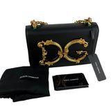 Dolce&Gabbana Women's Embellished Leather DG Interlocking Shoulder Bag Black