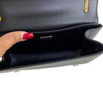 Dolce&Gabbana Women's Embellished Leather DG Interlocking Shoulder Bag Black