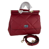 Dolce&Gabbana Women's Sicily Medium Top Handle Bag Quilted Leather Red