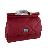 Dolce&Gabbana Women's Sicily Medium Top Handle Bag Quilted Leather Red