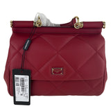 Dolce&Gabbana Women's Sicily Medium Top Handle Bag Quilted Leather Red