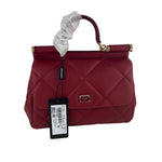 Dolce&Gabbana Women's Sicily Medium Top Handle Bag Quilted Leather Red