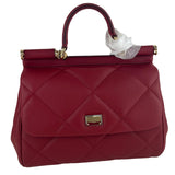 Dolce&Gabbana Women's Sicily Medium Top Handle Bag Quilted Leather Red