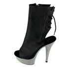 Pleaser Women's Bejeweled-1018DM-7 Ankle Boot Platform Open Toe Black Sz 9