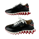 Christian Loubishark Women's Calf Leather & Veau Velours Sneakers Black Sz 39