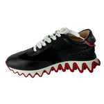 Christian Loubishark Women's Calf Leather & Veau Velours Sneakers Black Sz 39