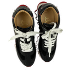 Christian Loubishark Women's Calf Leather & Veau Velours Sneakers Black Sz 39