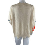 Main Strip Women's Sweater Stars Print Multicolor Long Sleeves Beige Color Sz M Pre-Owned