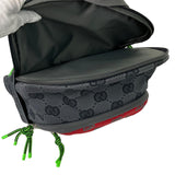 Gucci Women's Interlocking GG Backpack Gray Green & Red Sz M
