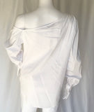 Dylan Gray Long Sleeves One Shoulder Alittler Transparent Blouse