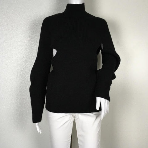 Chloe Laine Wood Turtlneck Black Color Cut out Sweater