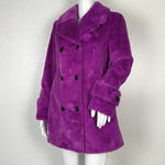 Betsey Johnson Faux Fur Button Design Fuschia Color Jacket Peatcoat