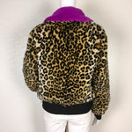 Betsey Johnson Faux Fur Animal Print-Black Reversible Jacket